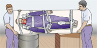 Imagen de lateralización de un inmovilizado de columna vertebral